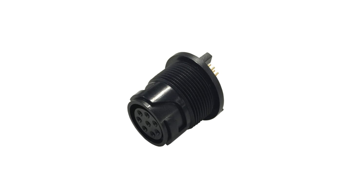 Conector circular Bulgin hembra serie Buccaneer 4000 de 10 vías hembra, tamaño carcasa 20, Montaje en PCB, IP66, IP68,