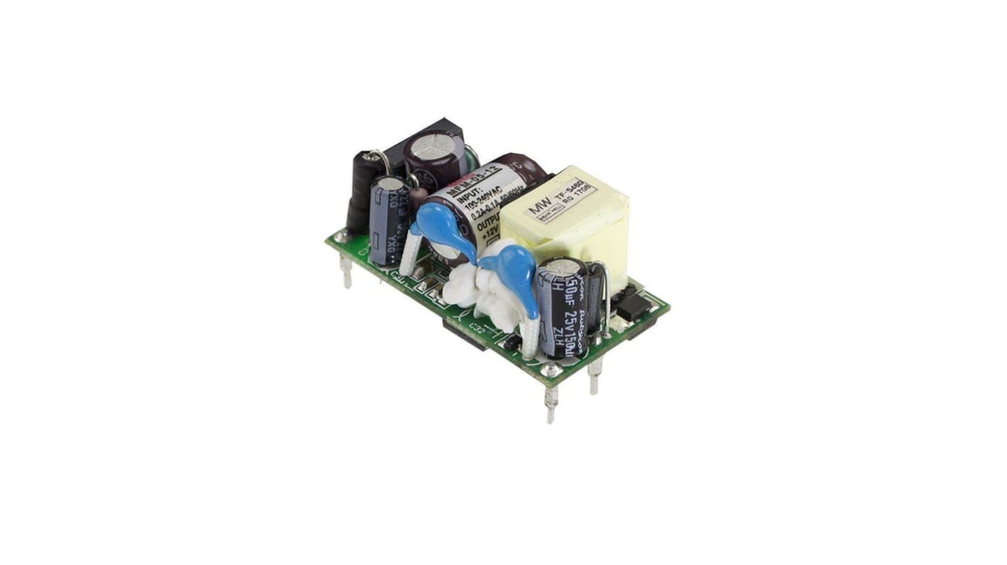 Fuente de alimentación conmutada MEAN WELL, 15V dc, 330mA, 5W, 1 salida, para uso médico, Montaje en PCB