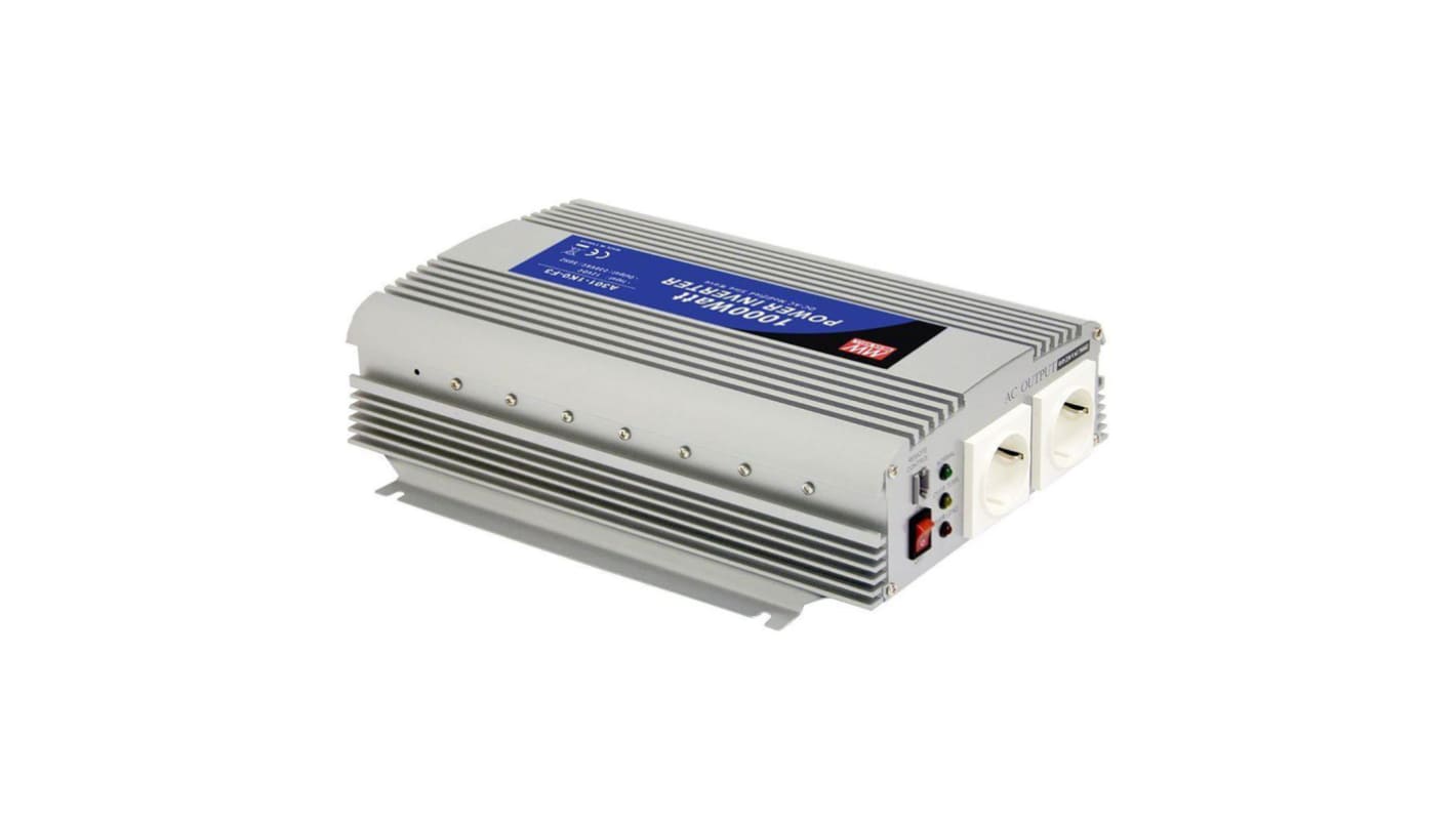 MEAN WELL Modified Sine Wave 1000W Power Inverter, 24V dc Input, 230V ac Output