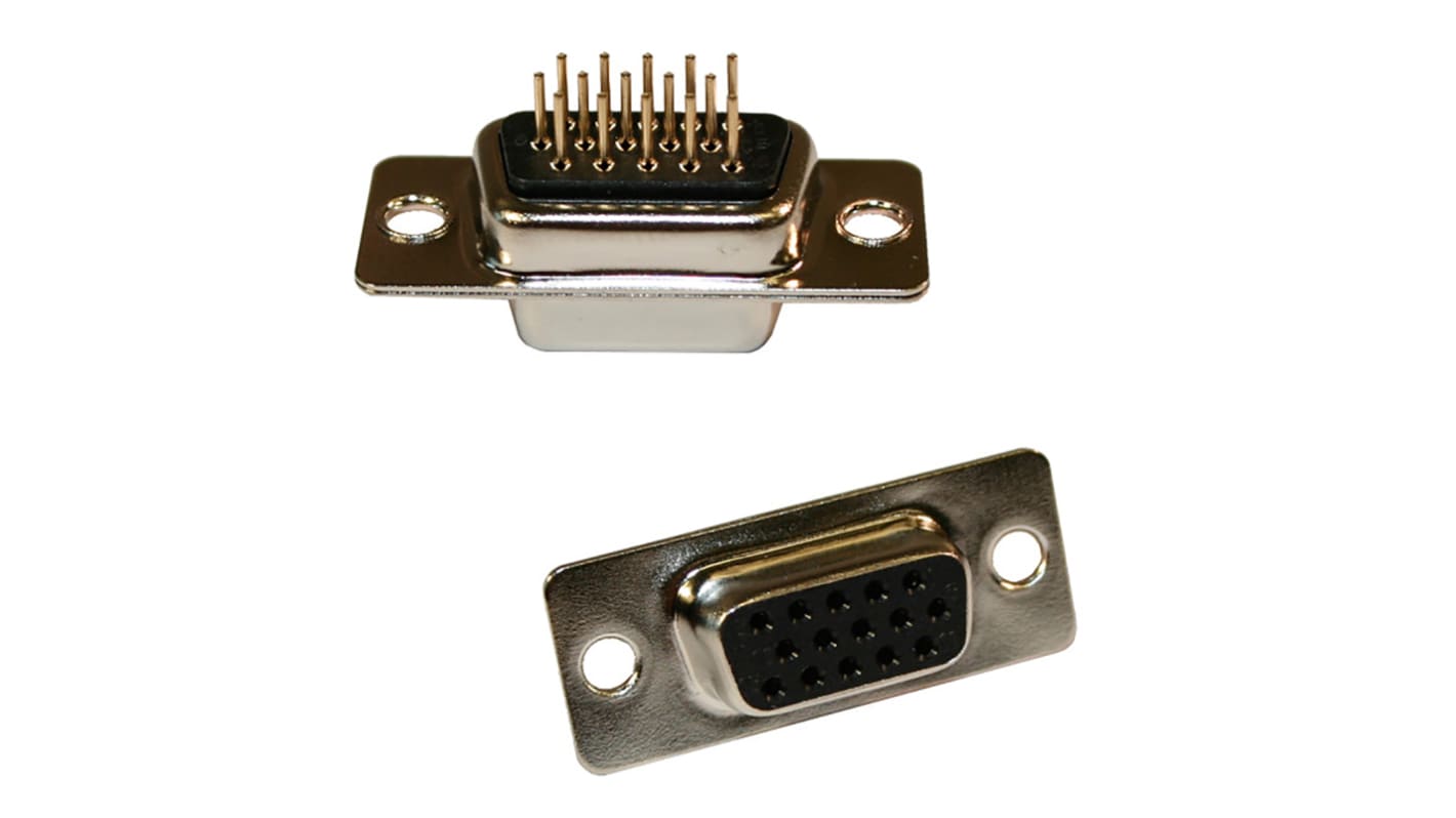 Norcomp 180 15 Way Through Hole D-sub Connector Socket, 2.29mm Pitch, with 4-40 Spacer/Board Lock