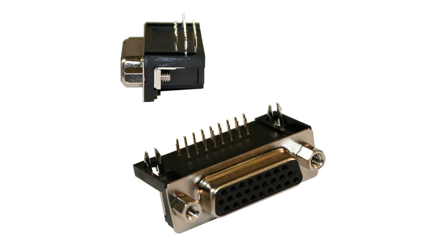 Conector D-sub Norcomp, Serie 181, paso 2.29mm, Ángulo de 90° D-Sub de alta densidad, Orificio Pasante, Hembra,