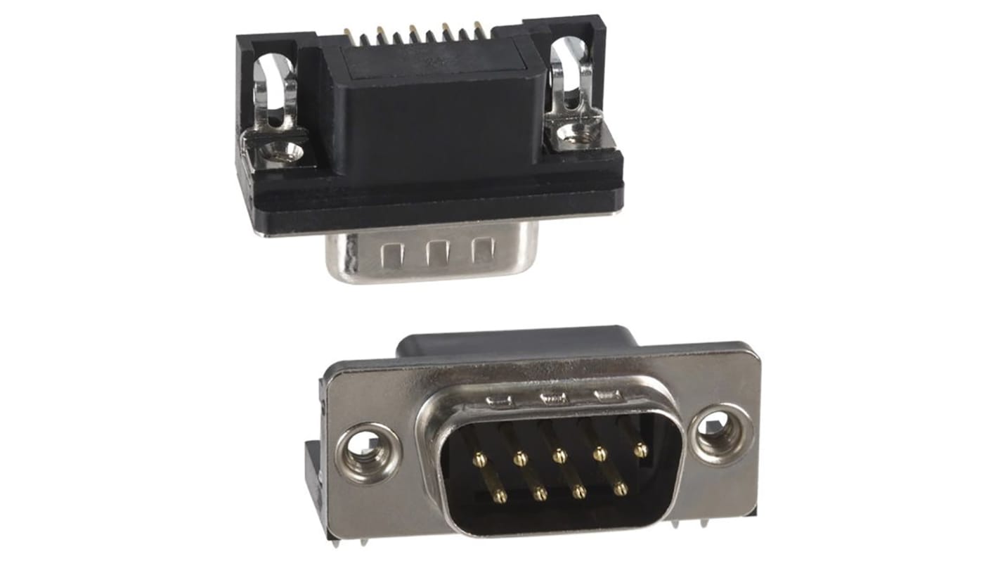 Conector D-sub Norcomp, Serie 182, paso 2.77mm, Ángulo de 90° D-Sub estándar, Montaje en orificio pasante, Macho,