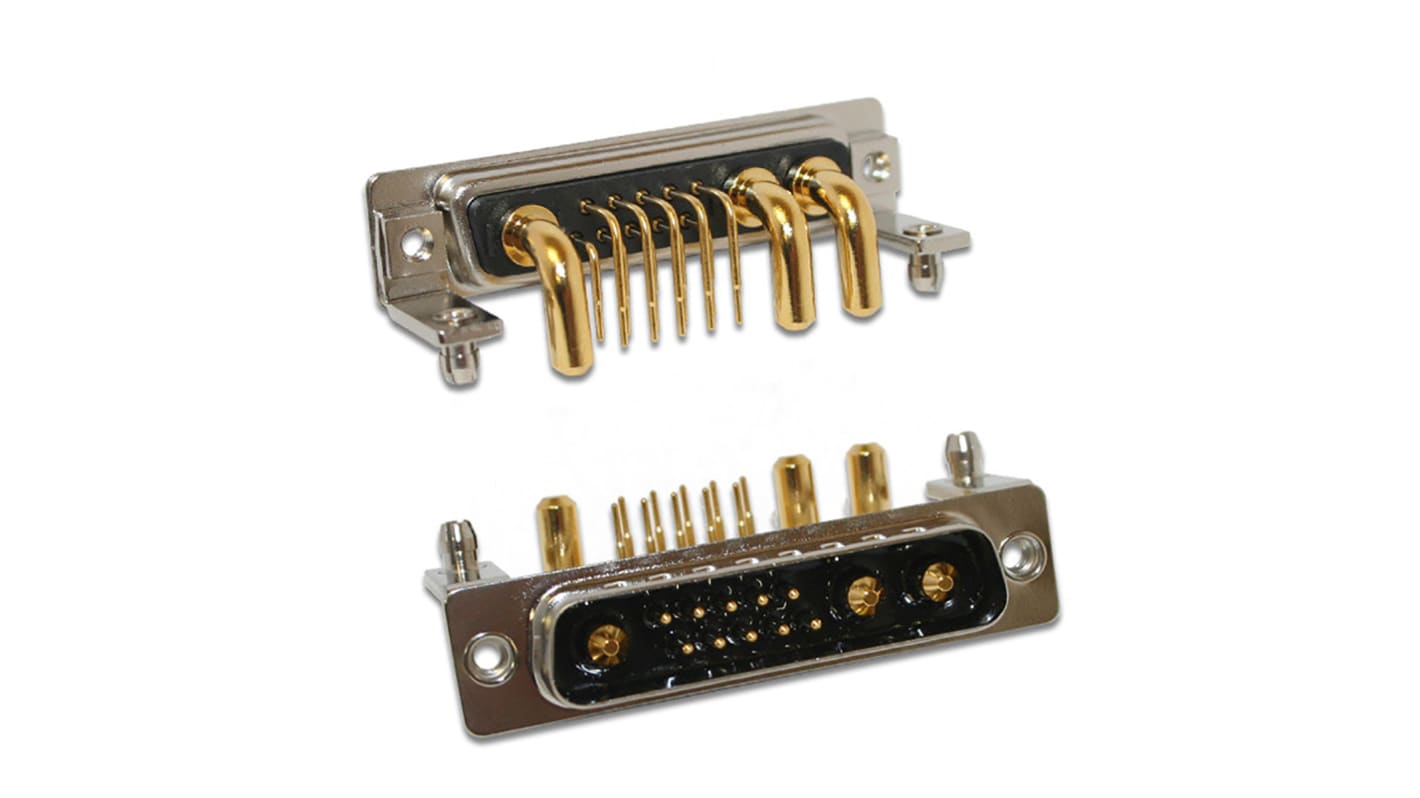 Connecteur Sub-D Mâle Norcomp 3 voies Traversant Angle droit