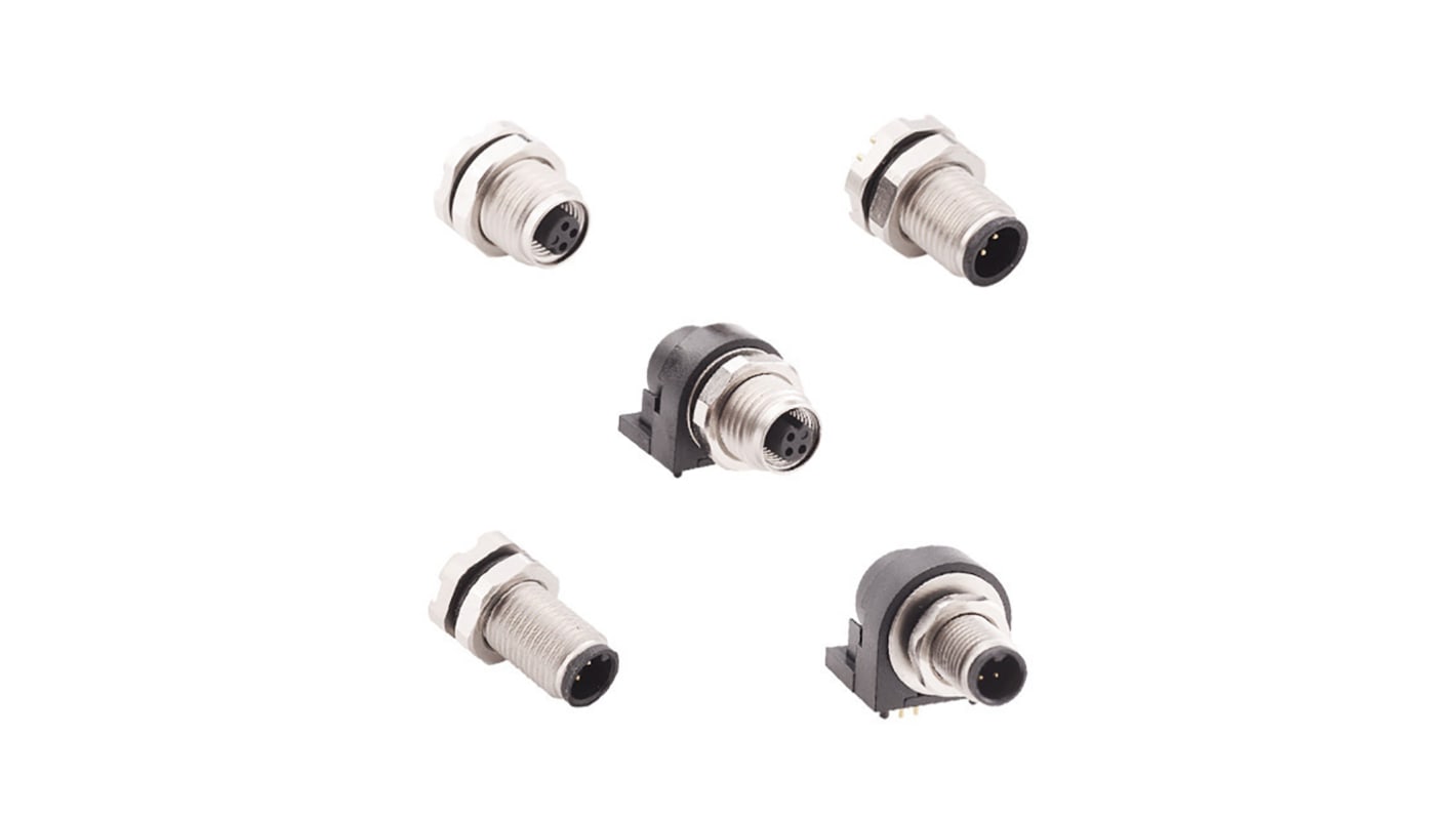 Conector circular Norcomp macho serie M5 de 2 vías macho, montaje aéreo, IP67, IP68