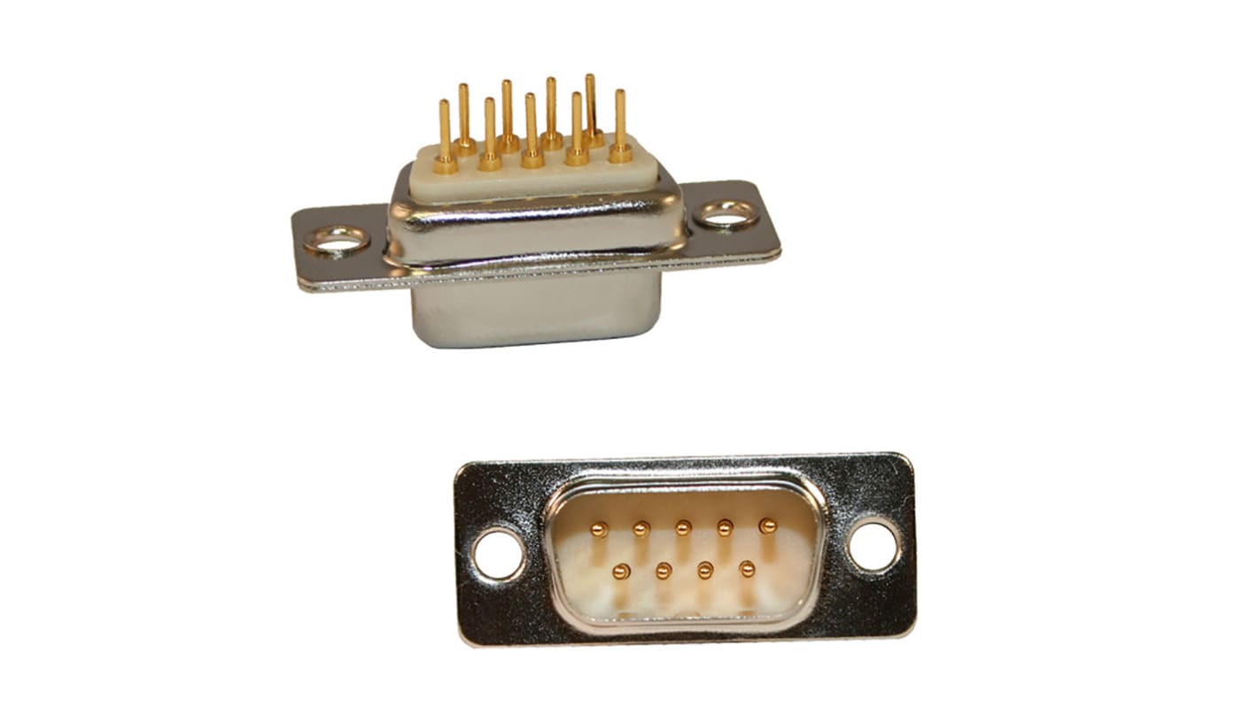 Norcomp 172 9 Way Through Hole D-sub Connector Plug, 2.54mm Pitch, with 4-40 Spacer/Board Lock