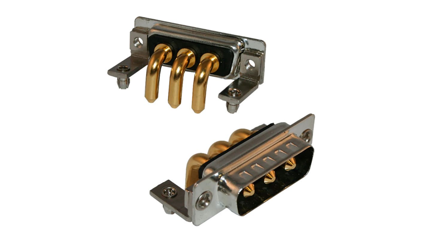 Norcomp 3 Way Right Angle Through Hole D-sub Connector Plug, 6.85mm Pitch, with 4-40 Inserts/Board Lock