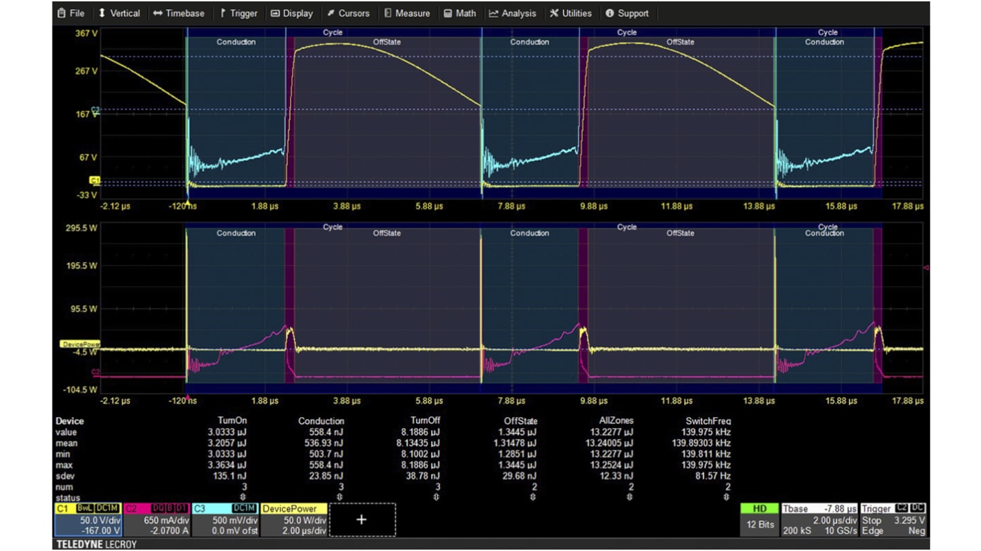 Software pro osciloskop, Volitelný modul pro analýzu napájení WS3K-PWR, pro použití s: Osciloskopy WaveSurfer 3000z