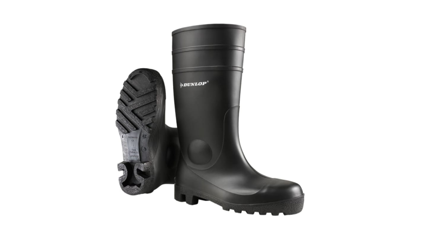 Dunlop Protomastor Black Steel Toe Capped Unisex Safety Boots, EU 36