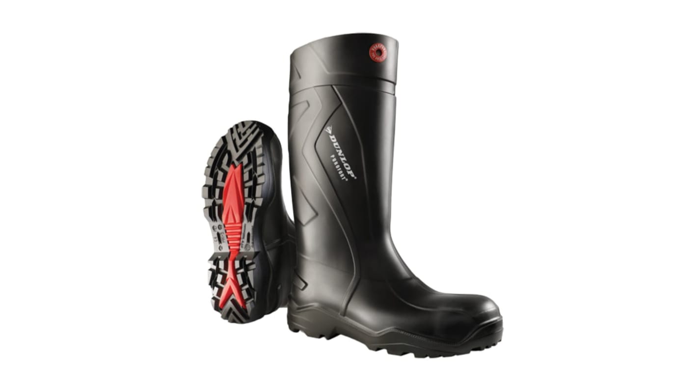 Dunlop Purofort EN20345 S5, Unisex, Sicherheitsstiefel Schwarz, Grün, mit Edelstahl-Schutzkappe, Größe 39