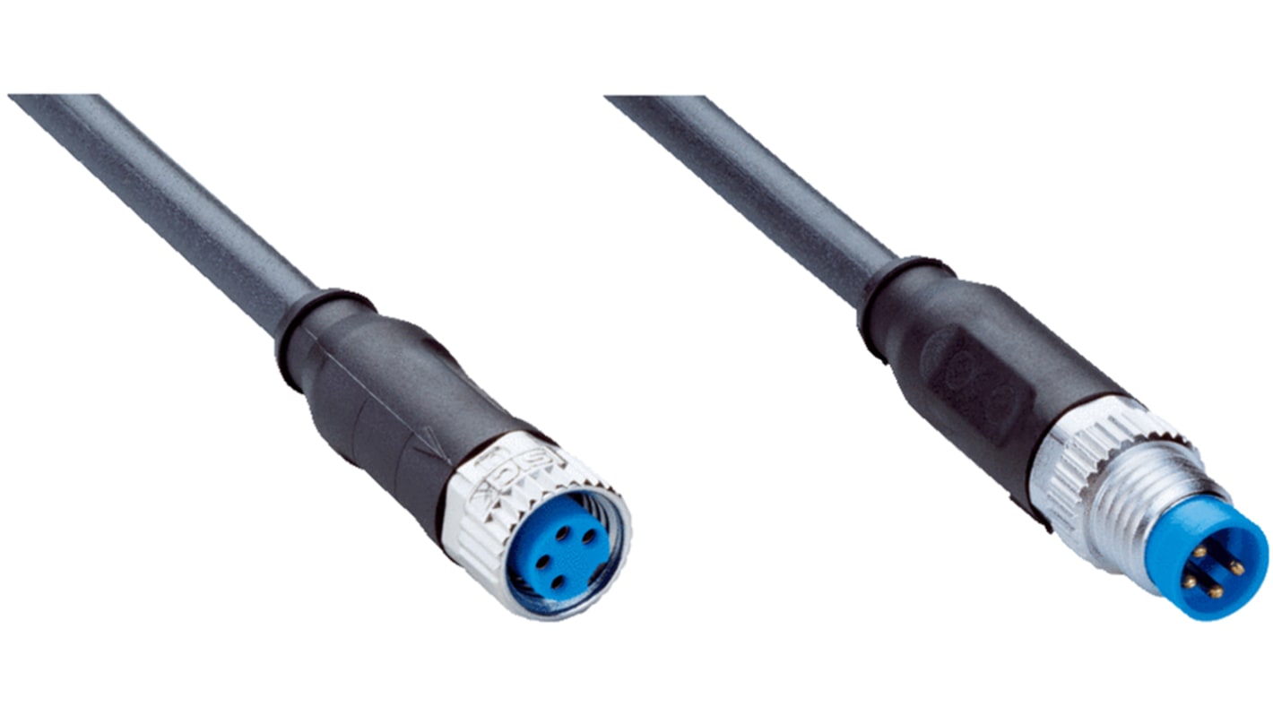 Cable de conexión Sick, con. A M8 Hembra, 4 polos, con. B Sin terminación, 4 polos, cod.: A, long. 600mm, 60 V, 4 A