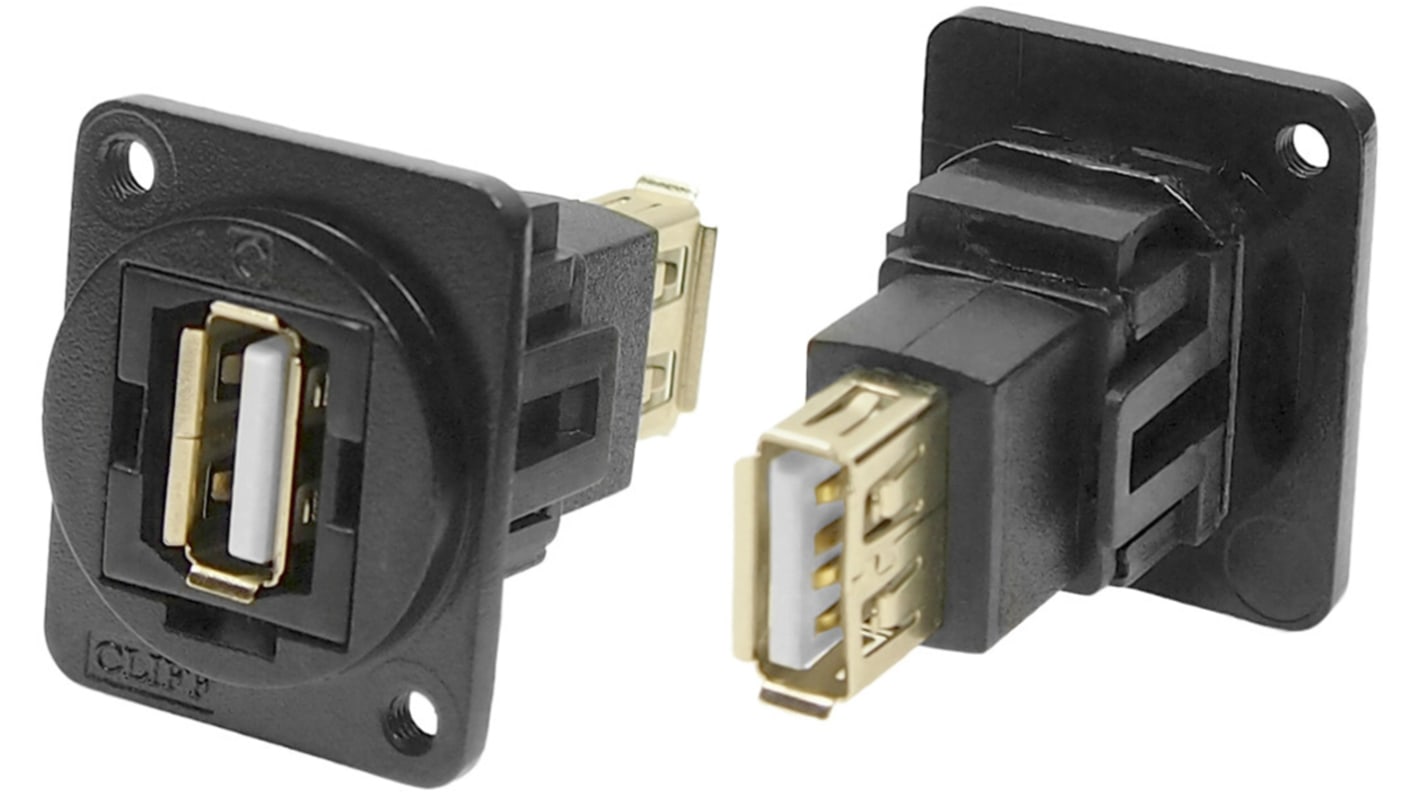 Conector USB RS PRO, Hembra, 2 puertos, Recto, Montaje en Panel, Versión 2.0