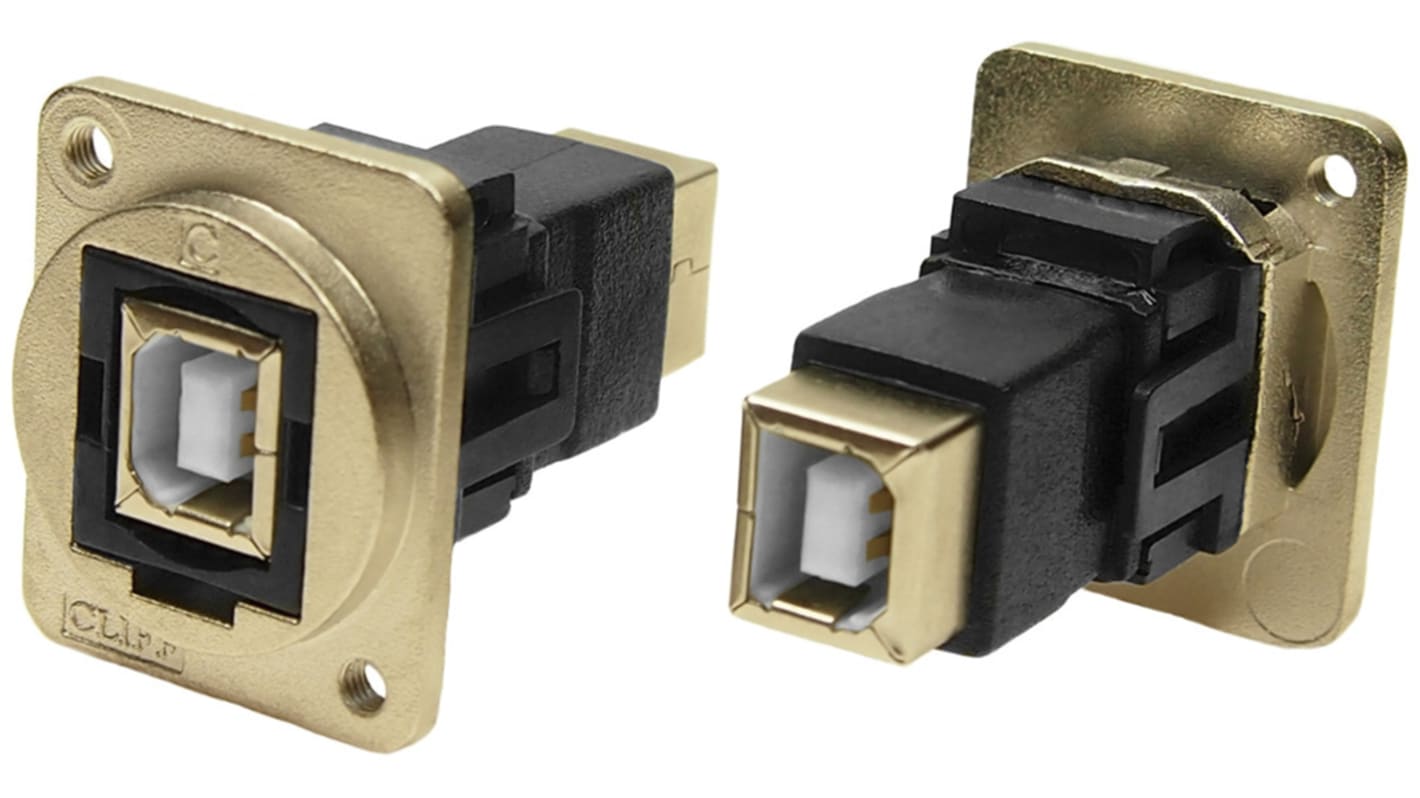 RS PRO Straight, Panel Mount, Socket to Socket Type B to B 2.0 USB Connector