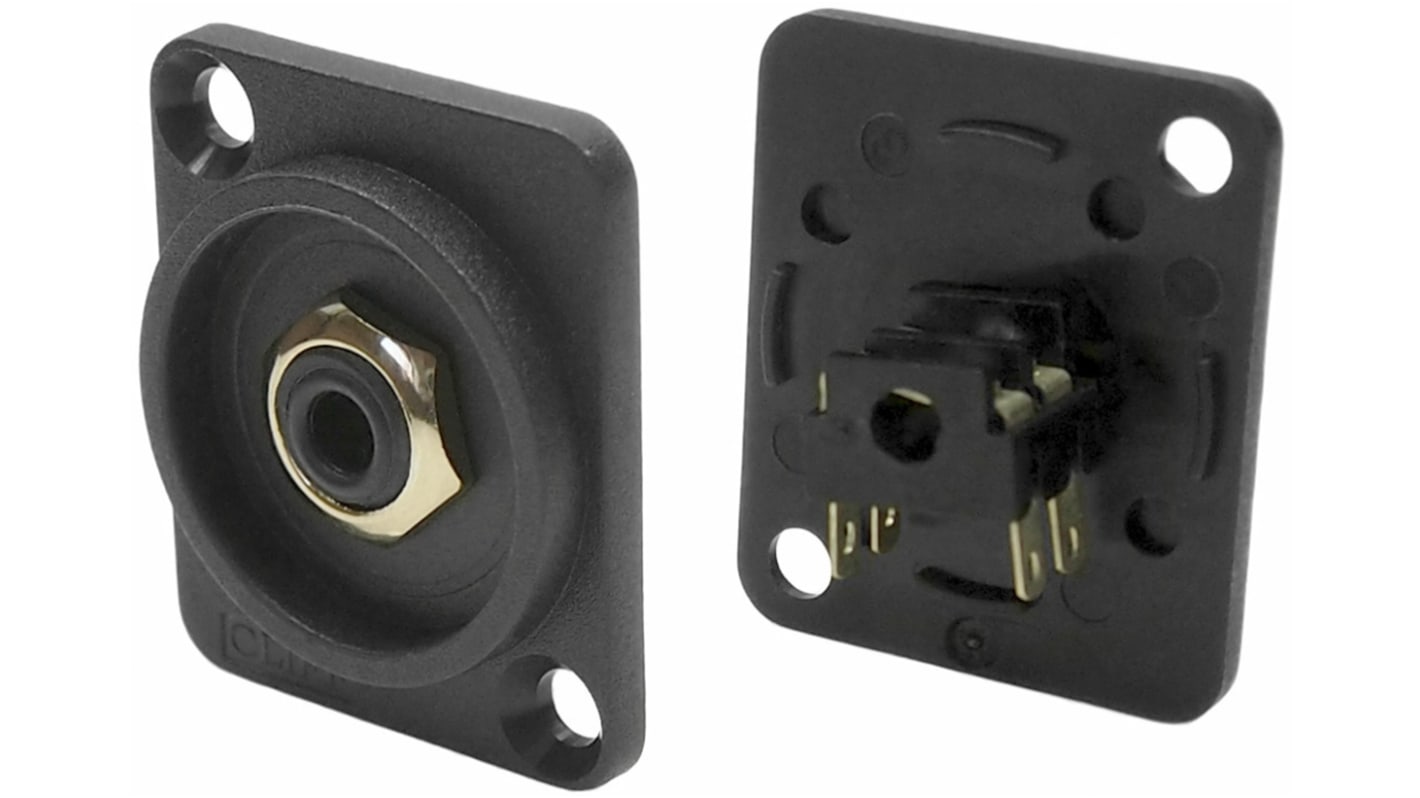 Conector jack mono de 3.5 mm Ángulo de 90° Hembra RS PRO, Montaje en Panel