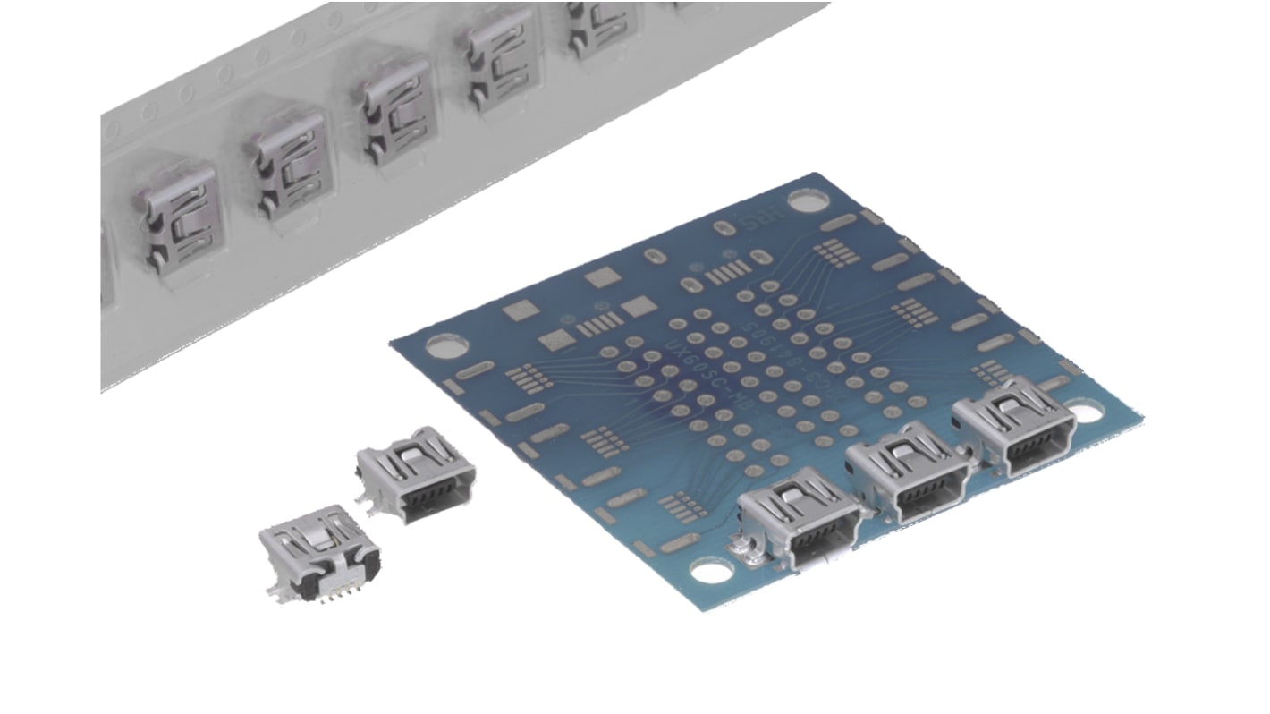 Hirose Right Angle, SMT, Socket Type Mini B 2.0 USB Connector