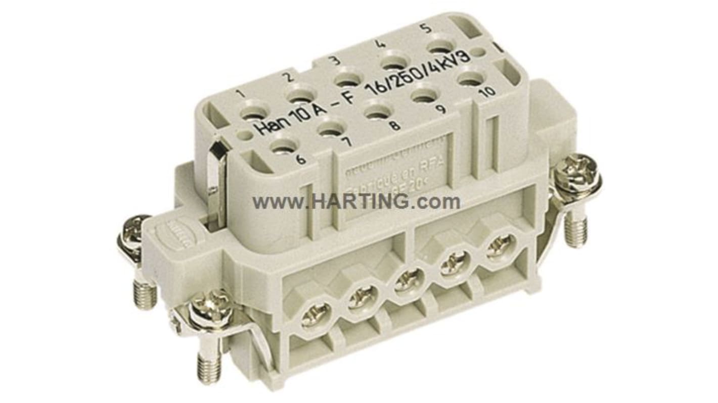 Inserto connettore HARTING, Femmina, serie Han A, 16A, 10 vie