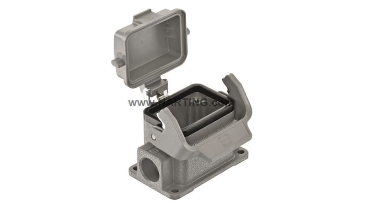 Base para conector industrial con entrada lateral HARTING serie Han B tamaño 6B, con rosca M20 x 2