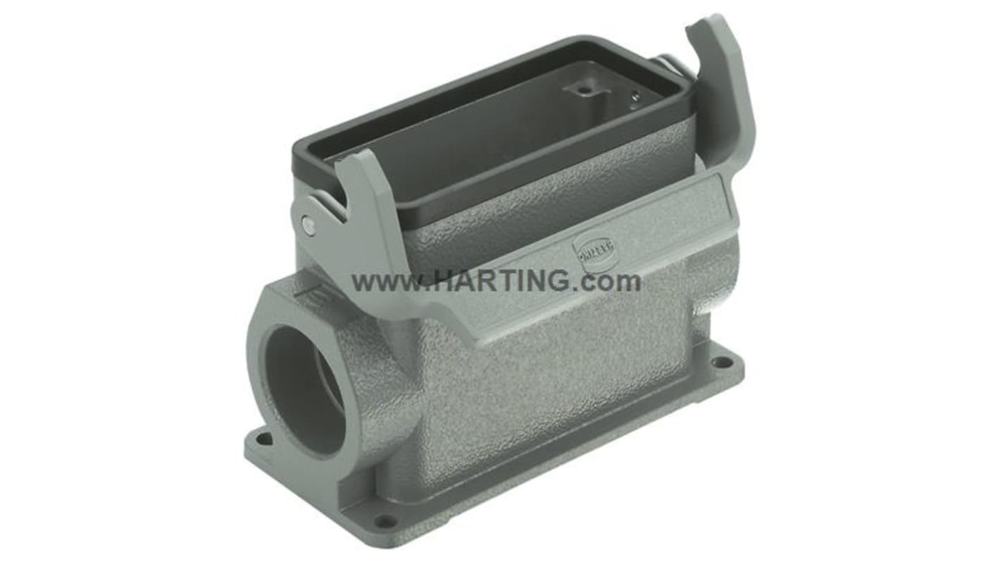 Base para conector industrial con entrada lateral HARTING serie Han B tamaño 24B, con rosca M32 x 2