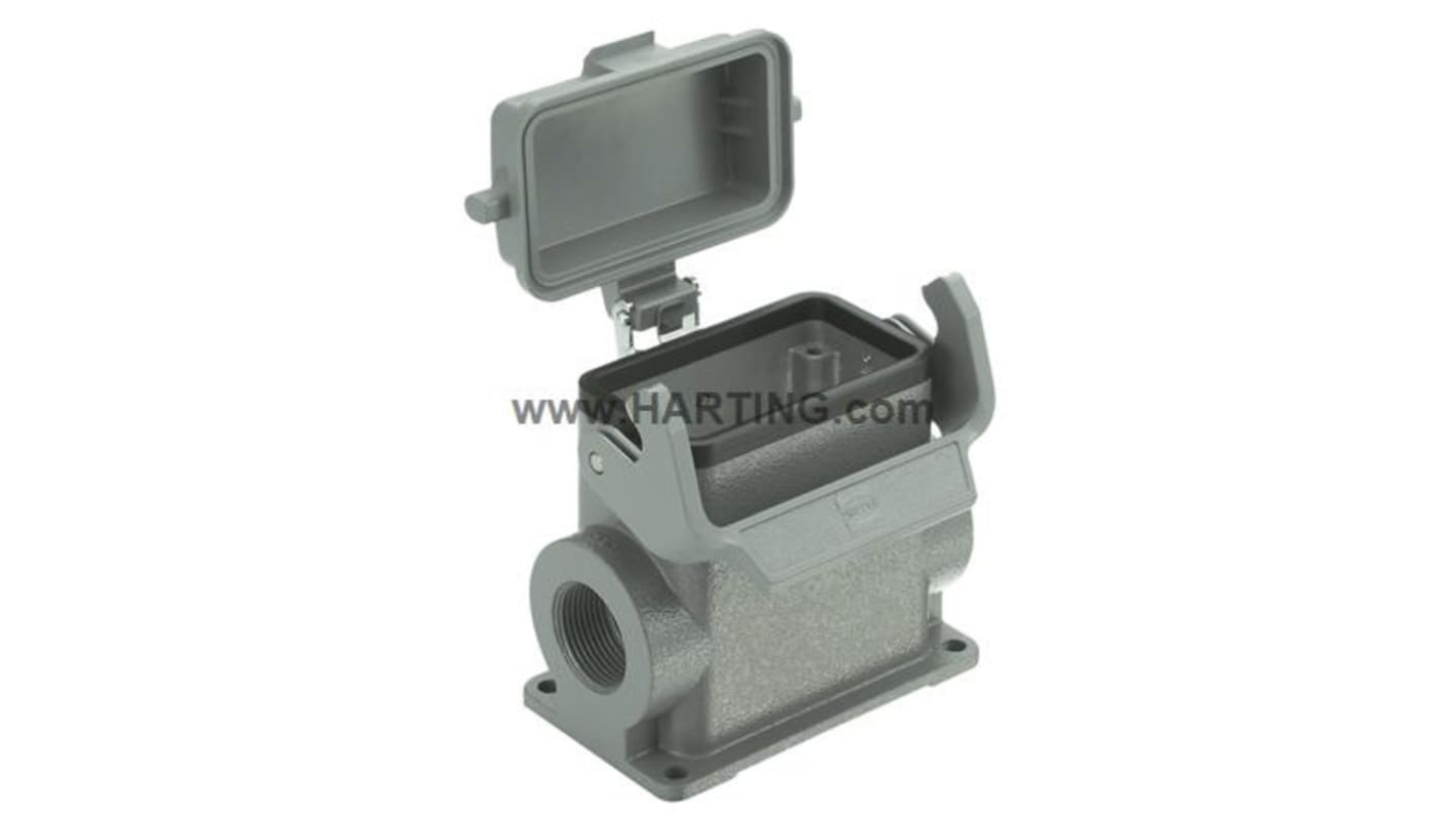 Base para conector industrial con entrada lateral HARTING serie Han B tamaño 10B, con rosca M25 x 2