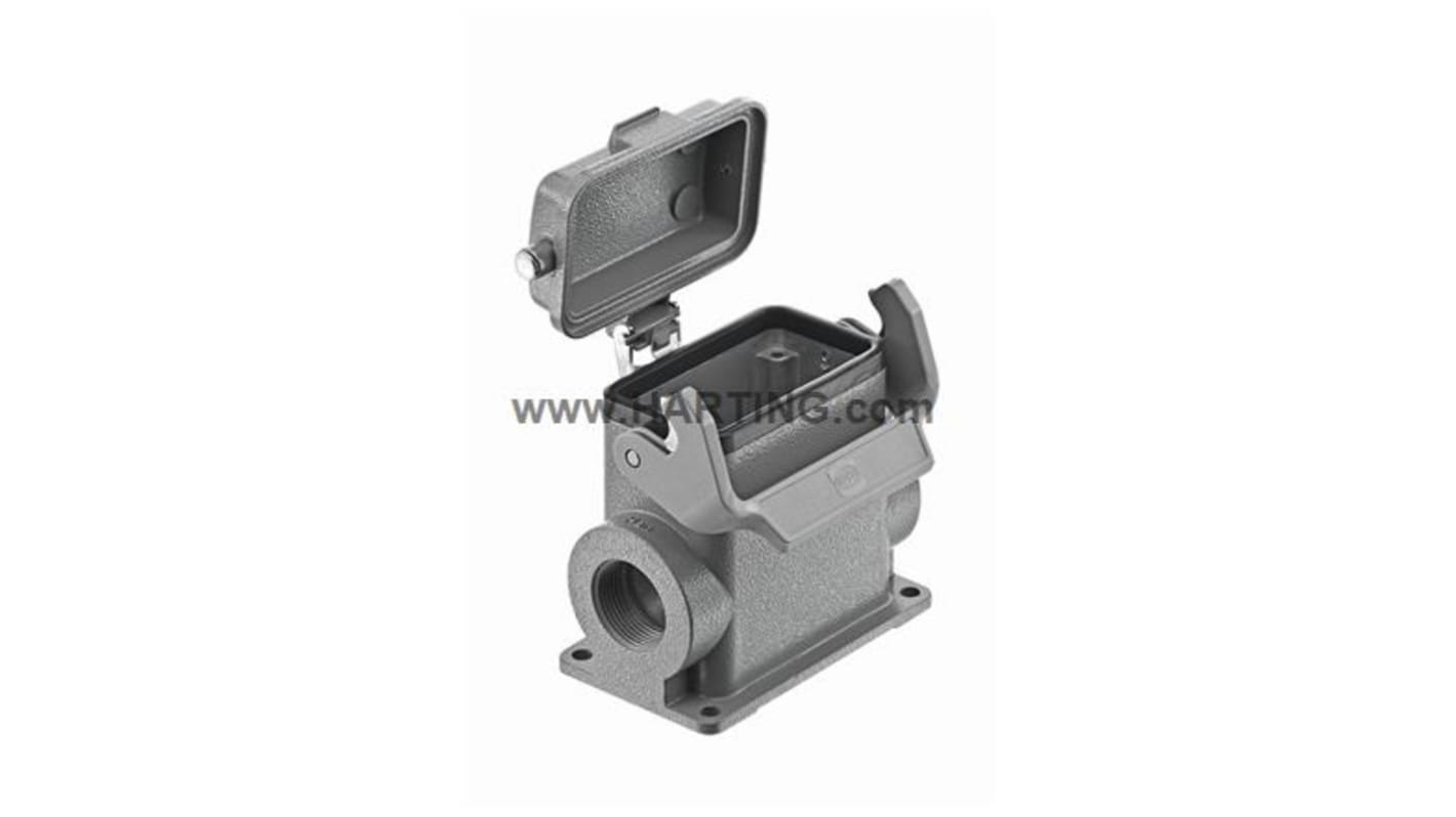 Base para conector industrial con entrada lateral HARTING serie Han B tamaño 10B, con rosca M25 x 2