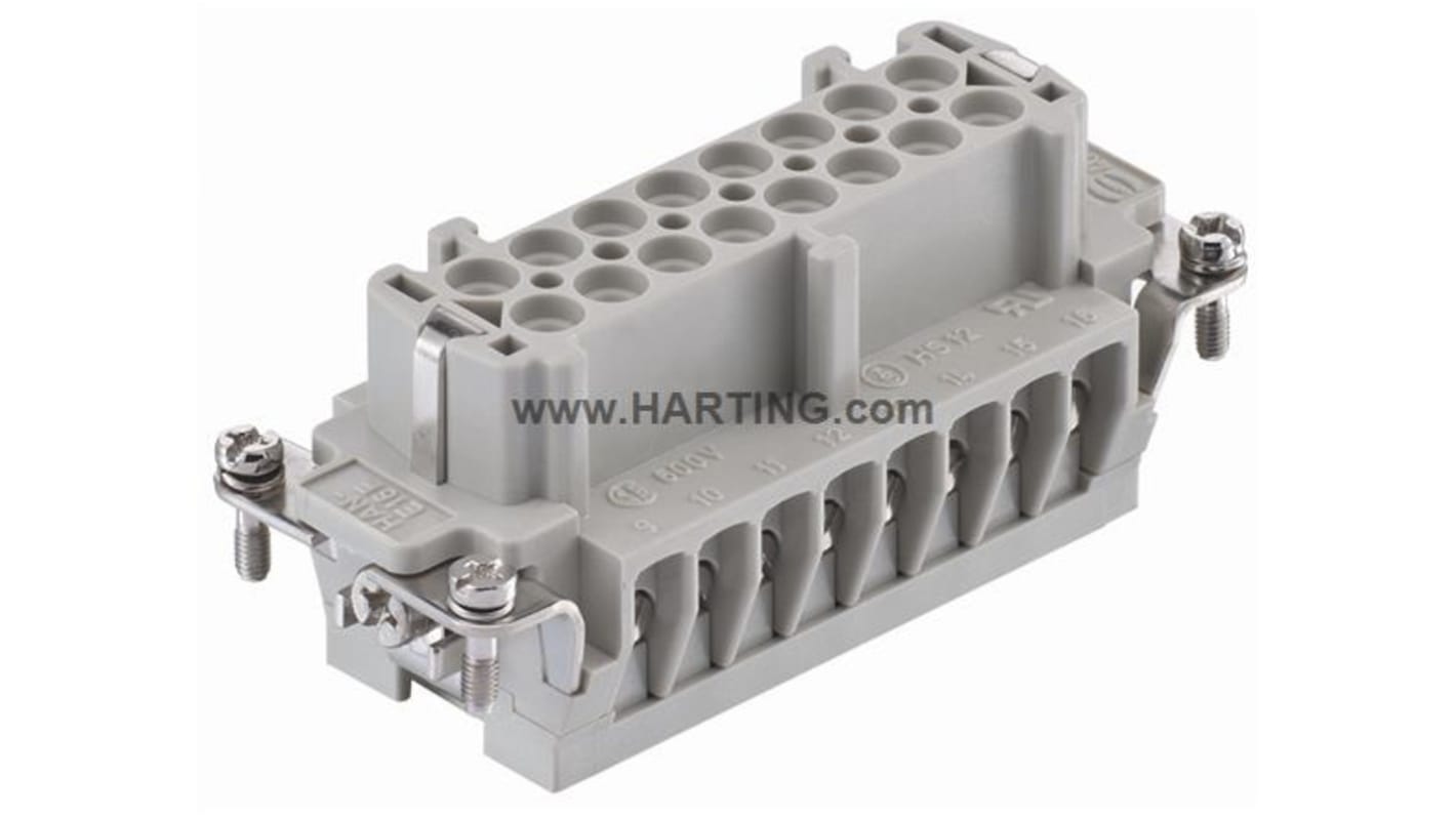 HARTING Heavy Duty Power Connector Insert, 16A, Female, Han E Series, 16 Contacts