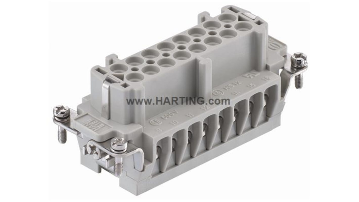 Inserto connettore HARTING, Femmina, serie Han E, 16A, 16 vie