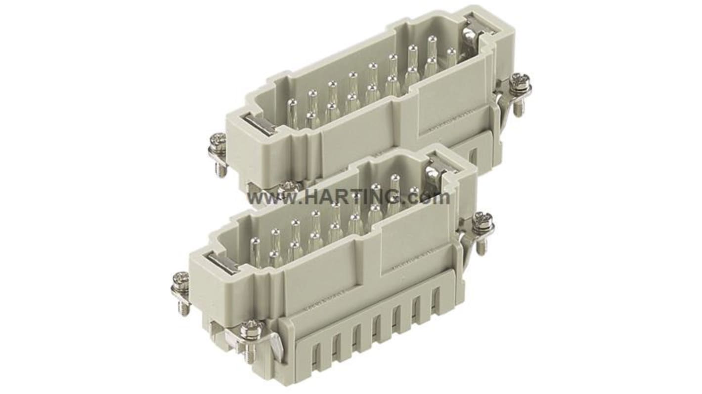 HARTING Heavy Duty Power Connector Insert, 16A, Male, Han ES Series, 16 Contacts