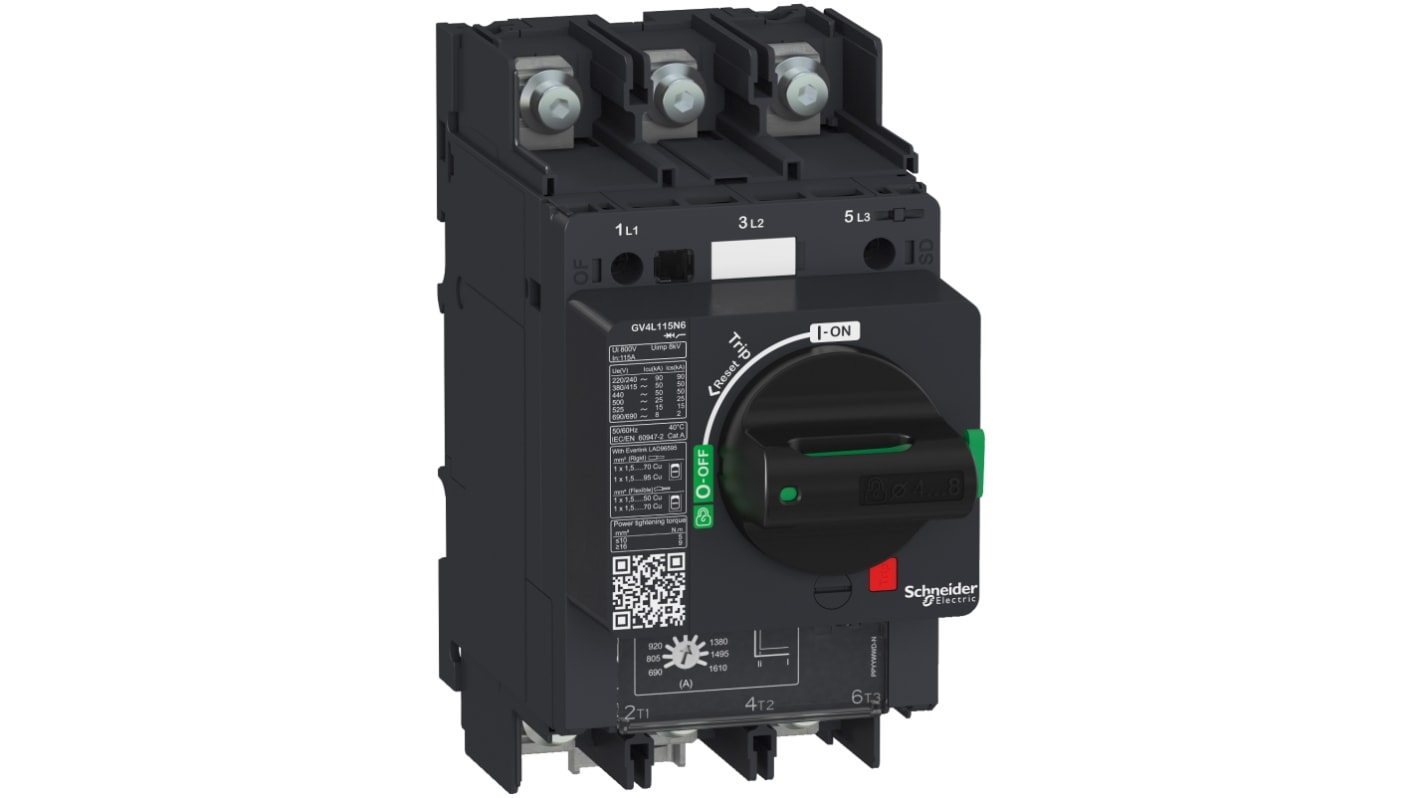 Interruptor automático 3P, 7A, Poder de corte 100 kA GV4L07N6, TeSys, Montaje en Carril DIN