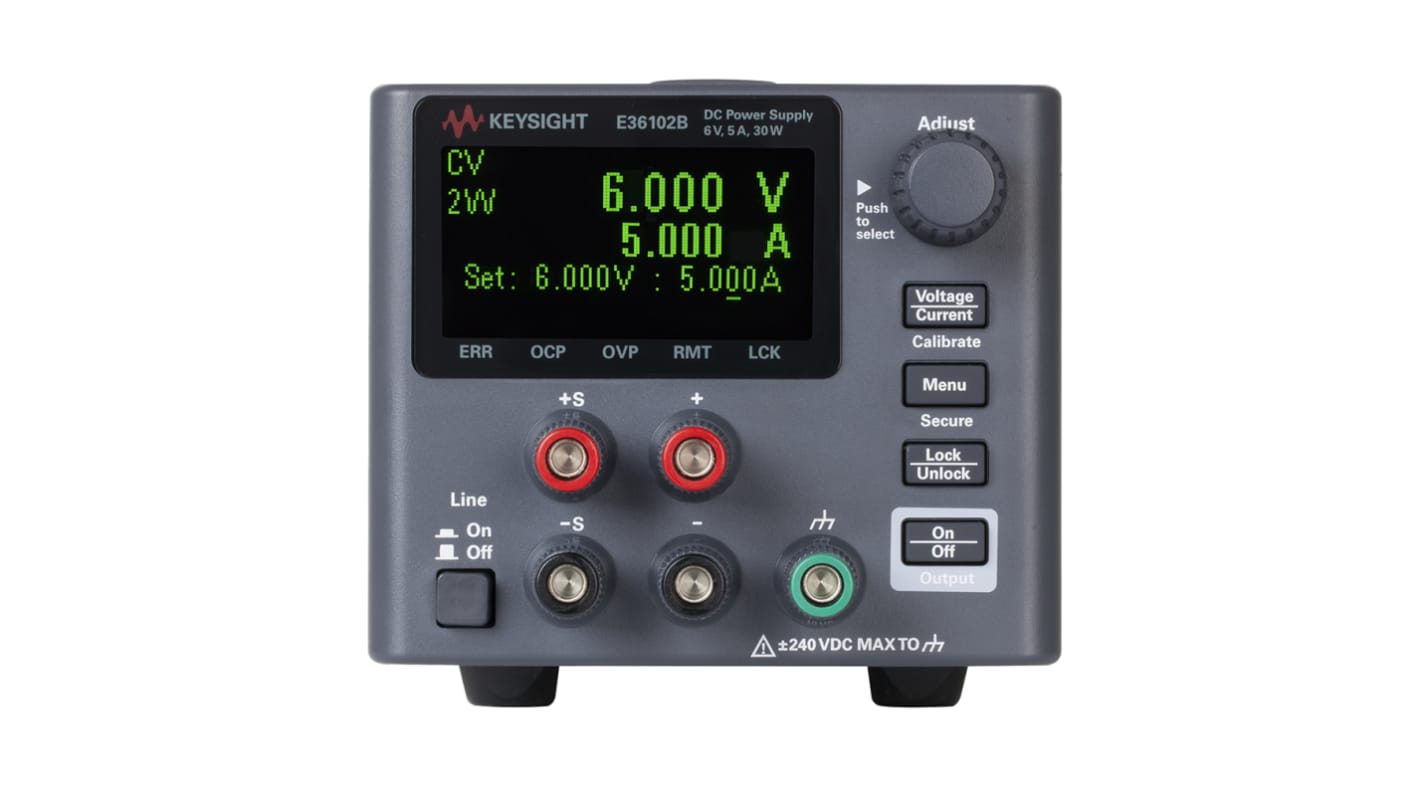 Fuente de alimentación Keysight Technologies E36102B, calibrado RS, 1 salida, 6V, 5A, 30W