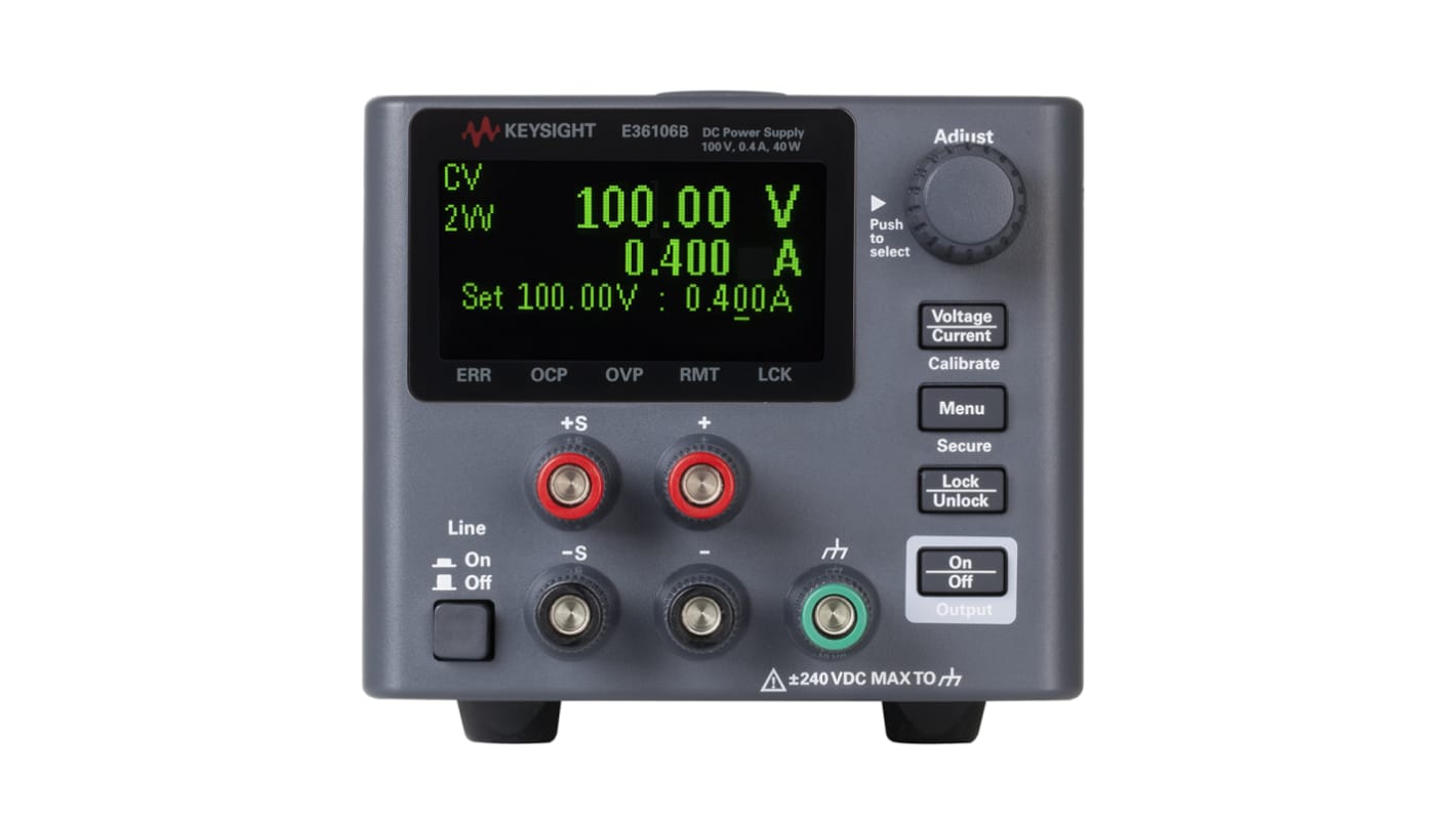 Keysight Technologies E36100B Series Digital Bench Power Supply, 100V dc, 400mA, 1-Output, 40W - RS Calibrated