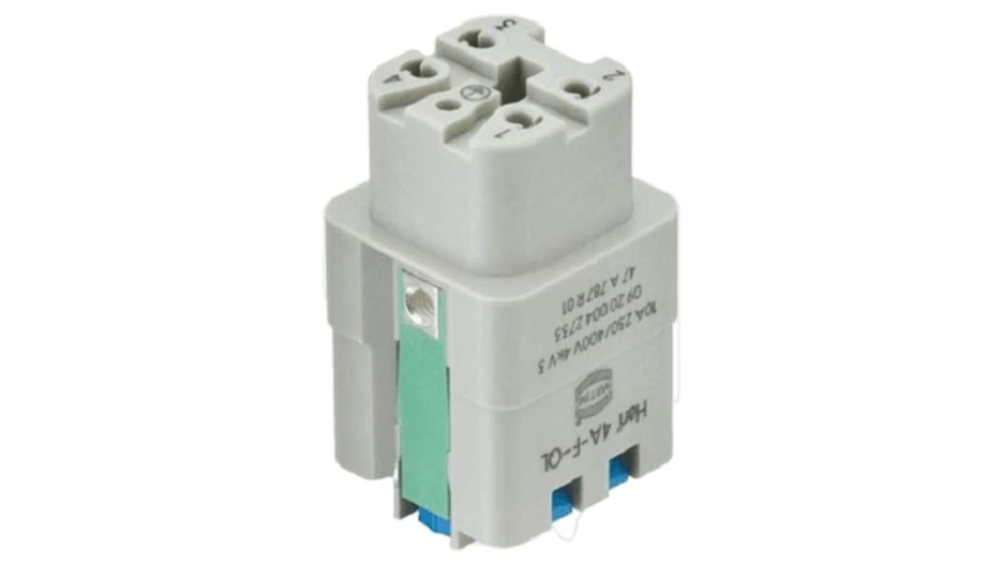 Inserto de conector de potencia HARTING Hembra, serie Han A, tamaño 3A, configuración 4P