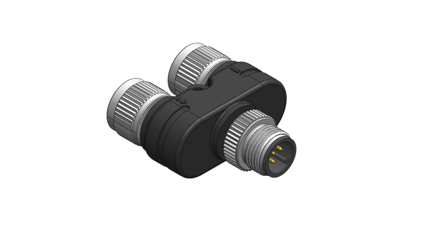 Adaptador conector circular RS PRO, de extremo M12 Macho de 5 contactos, a extremo M12 Hembra de 4 contactos