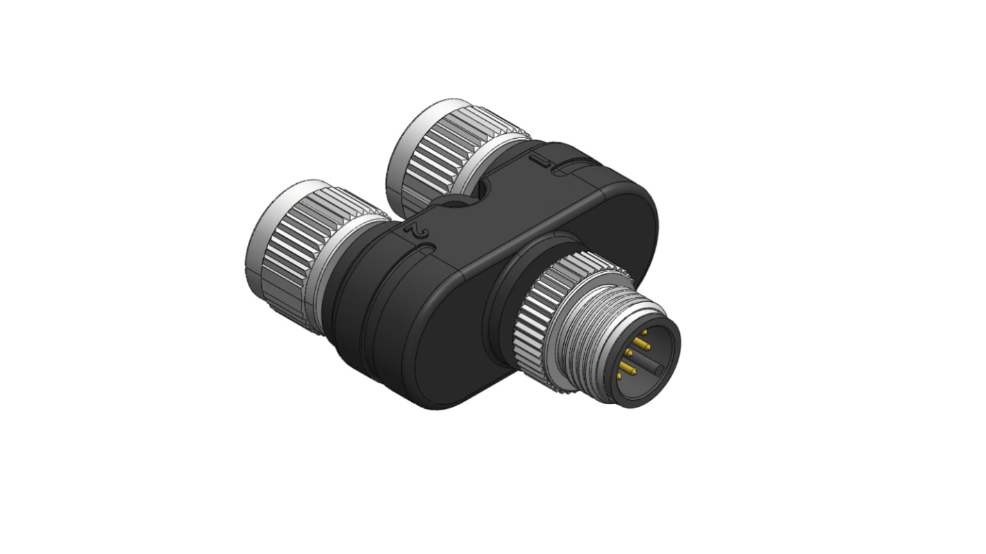 Adaptador conector circular RS PRO, de extremo M12 Macho de 8 contactos, a extremo M12 Hembra de 8 contactos