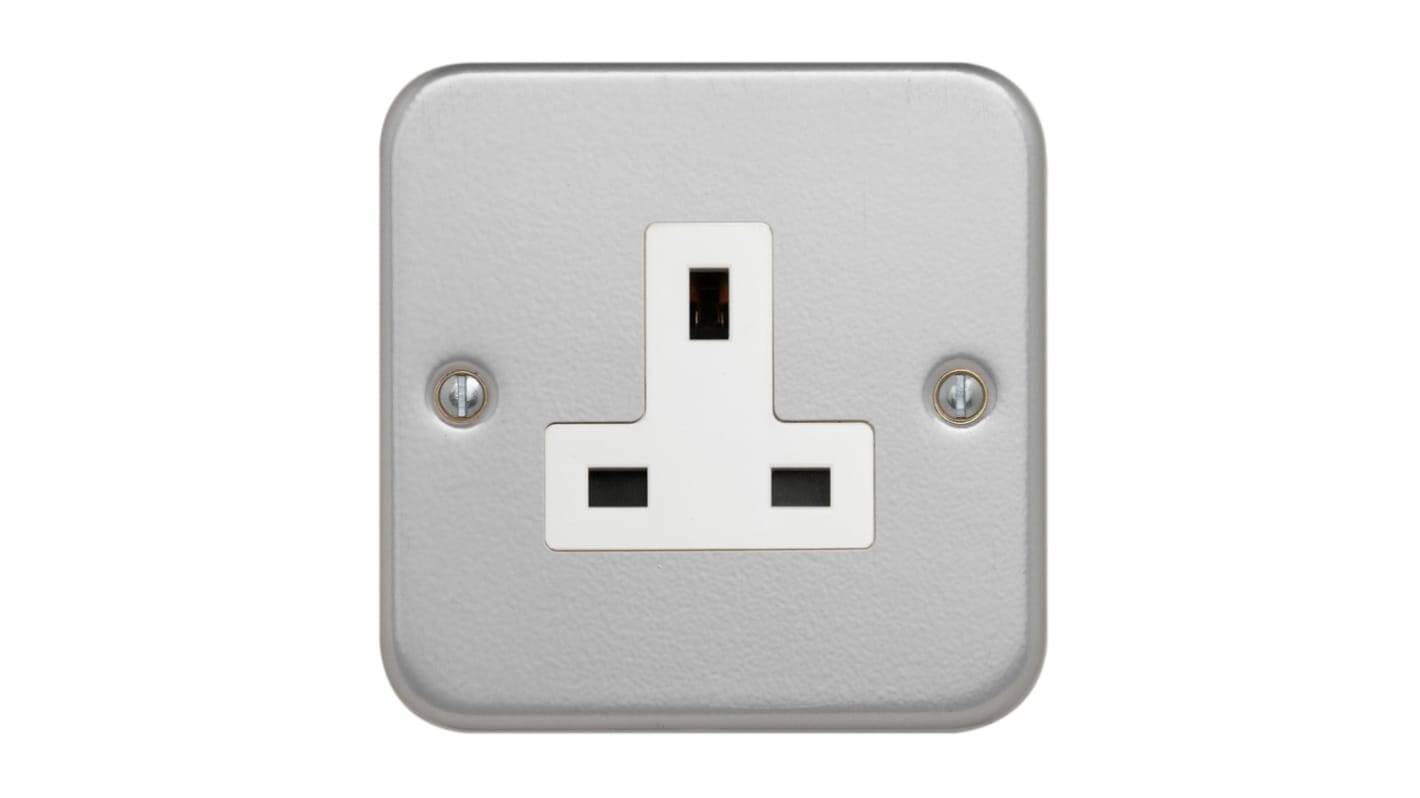 Contactum Grey 1 Gang Plug Socket, 2 Poles, 13A, Type G - British, Indoor Use