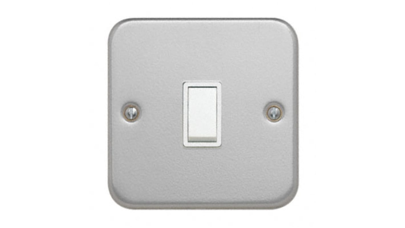 Contactum White Metal Clad Switch, 2 Way, 1 Gang, Metal Clad