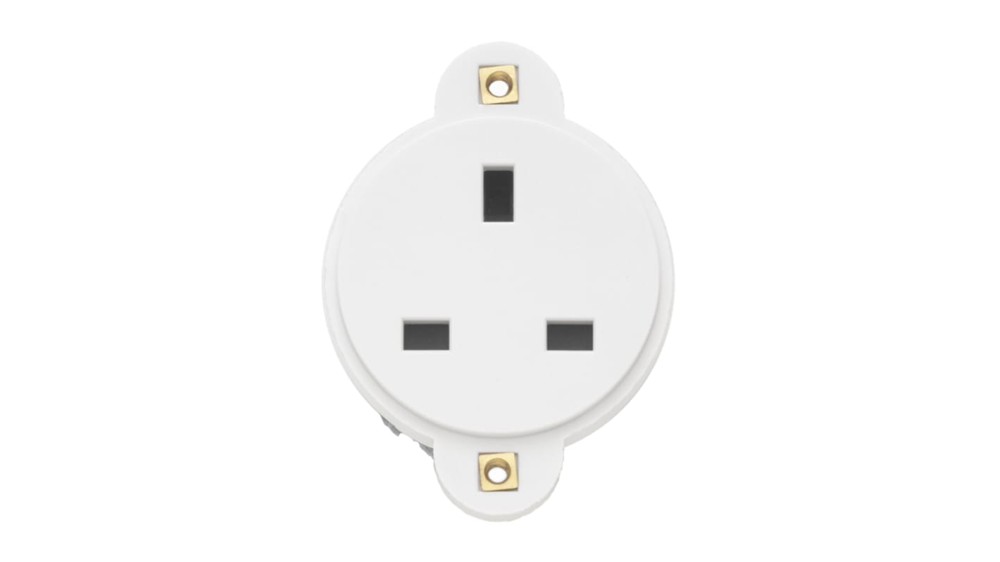 X1395 Contactum White 1 Gang Plug Socket, 2 Poles, 13A, Type G