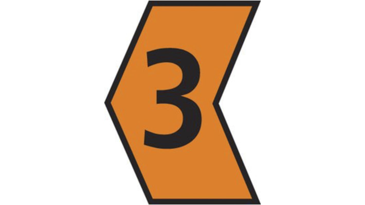 HellermannTyton Ovalgrip Slide On Cable Markers, Black on Orange, Pre-printed "3", 1.8 → 6.3mm Cable