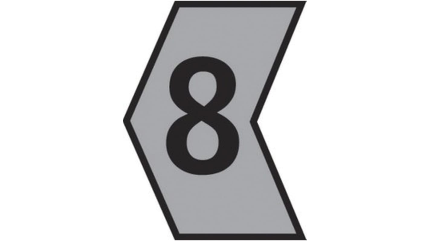 HellermannTyton Ovalgrip Slide On Cable Markers, Black on Grey, Pre-printed "8", 1.8 → 6.3mm Cable