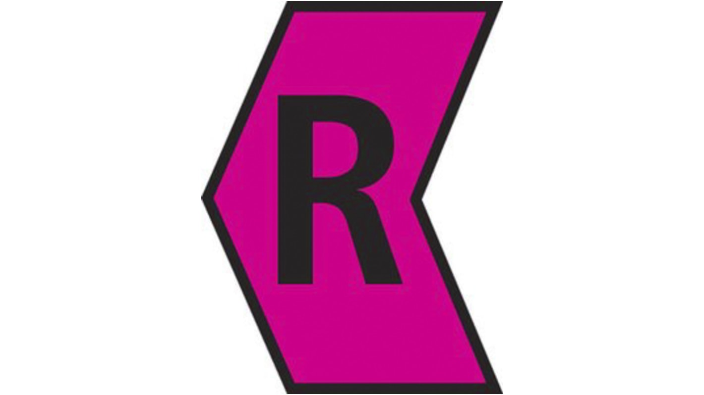 HellermannTyton Ovalgrip Slide On Cable Marker, Black on Pink, Pre-printed "R", 1.2 → 2.3mm Cable