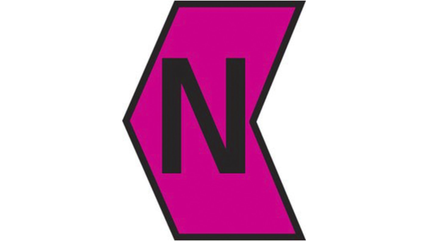 HellermannTyton Ovalgrip Slide On Cable Markers, Black on Pink, Pre-printed "N", 1.8 → 6.3mm Cable