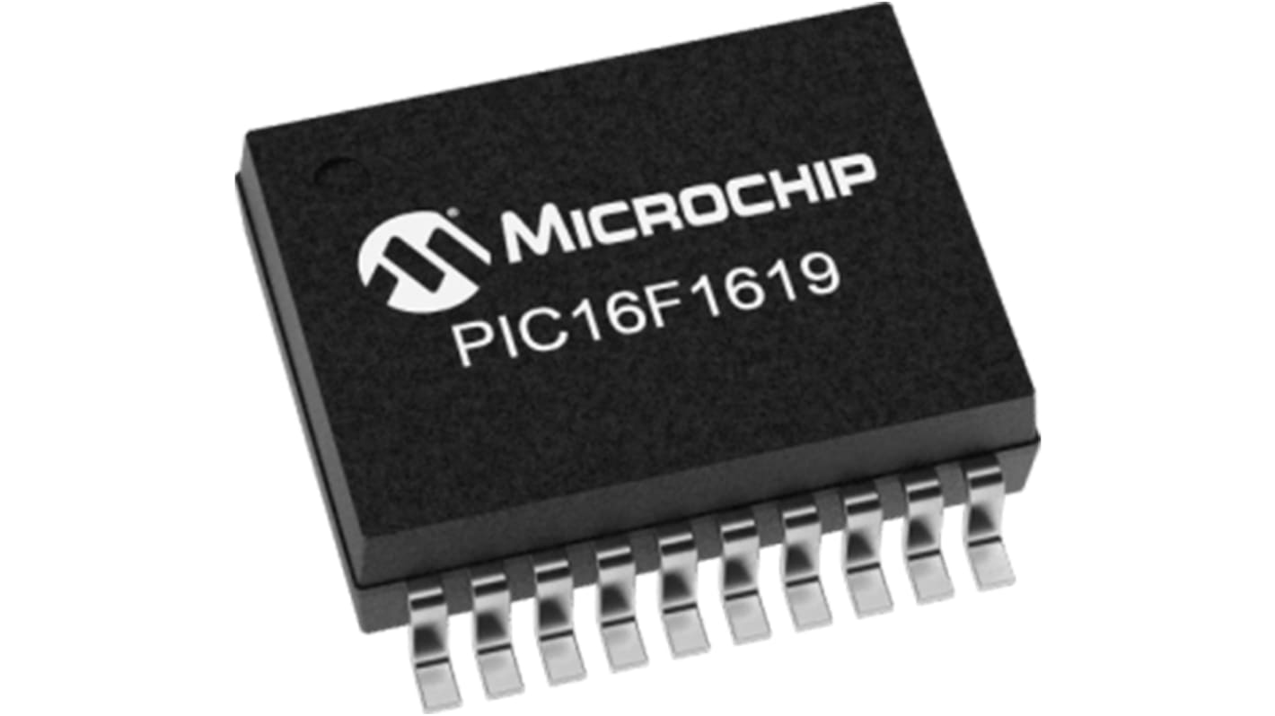 Microcontrolador Microchip PIC16F1619-E/SS, núcleo PIC de 8bit, RAM 1.024 B, 32MHZ, SSOP de 20 pines