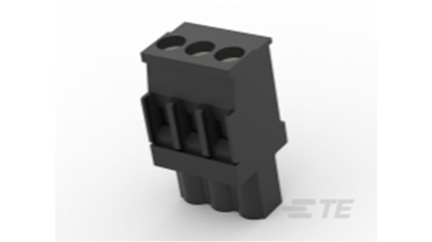 TE Connectivity 5mm Pitch 3 Way Pluggable Terminal Block, Plug, Cable Mount, Screw Termination