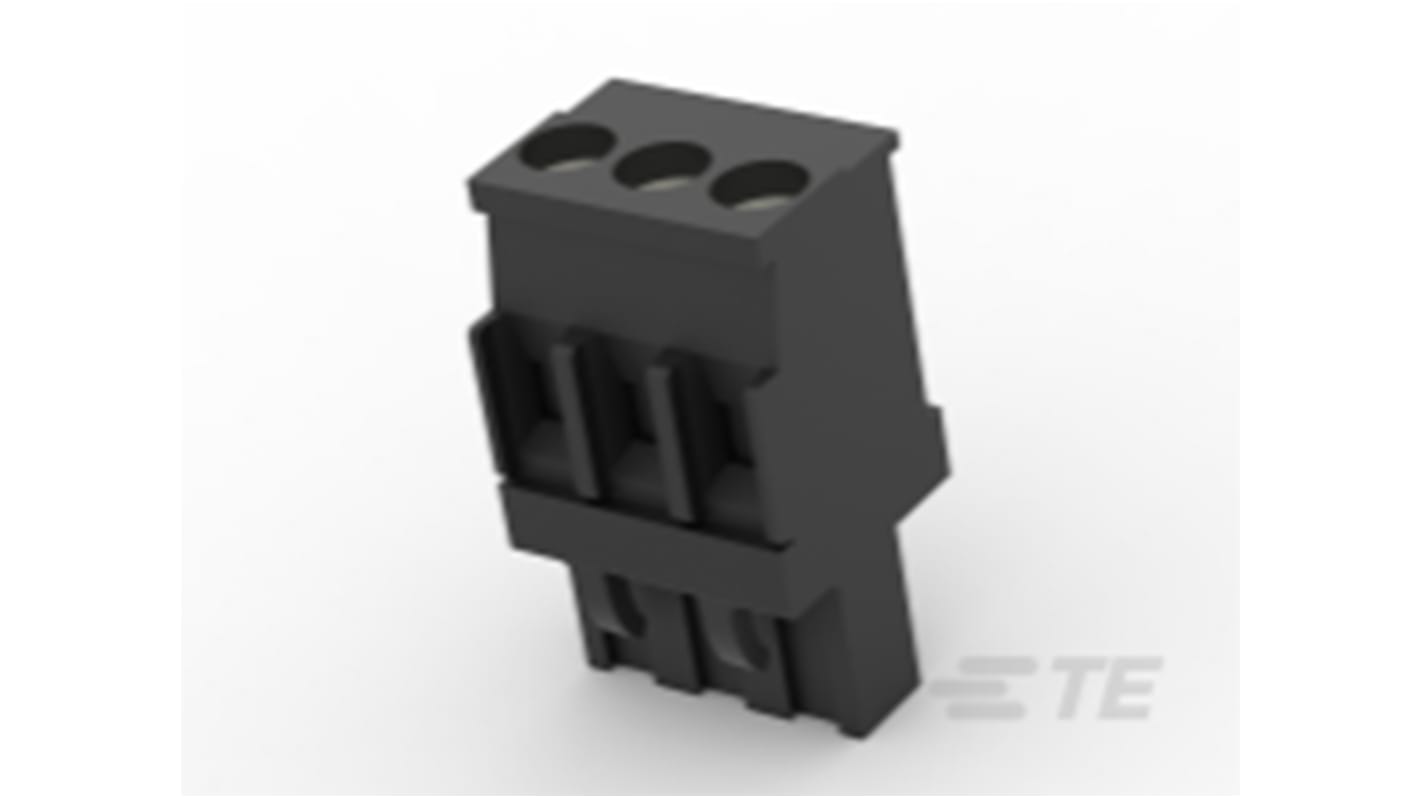 TE Connectivity 5mm Pitch 3 Way Pluggable Terminal Block, Plug, Cable Mount, Screw Termination