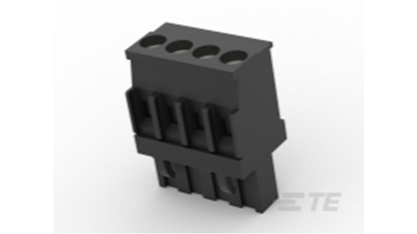 TE Connectivity 5mm Pitch 4 Way Pluggable Terminal Block, Plug, Cable Mount, Screw Termination