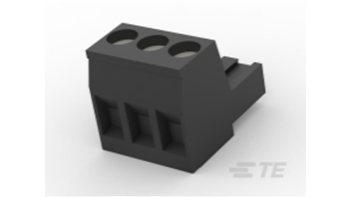 TE Connectivity 5mm Pitch 3 Way Pluggable Terminal Block, Plug, Cable Mount, Screw Termination