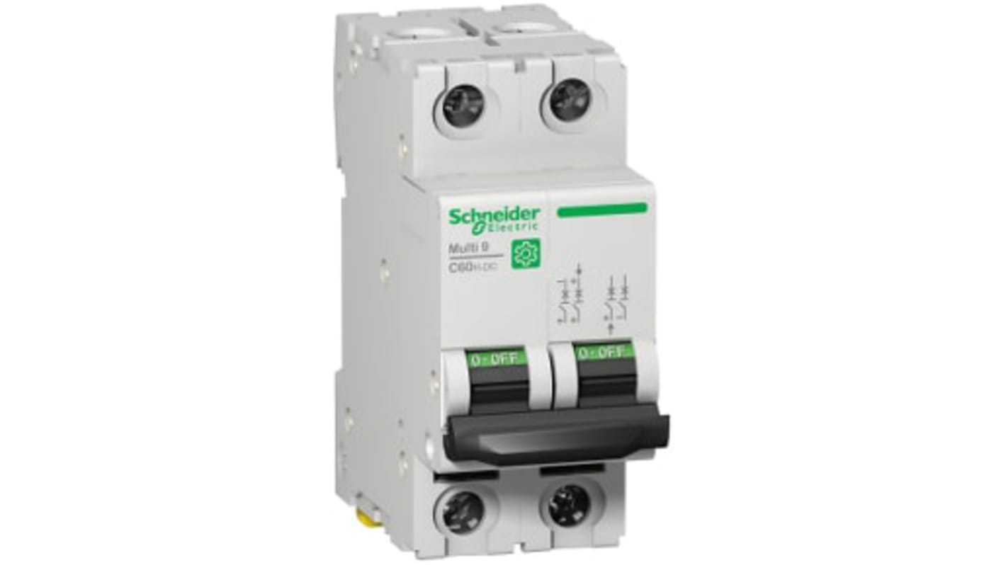 Disjoncteur Schneider Electric 2P, 1A, pouvoir de coupure 6 kA, montage rail DIN