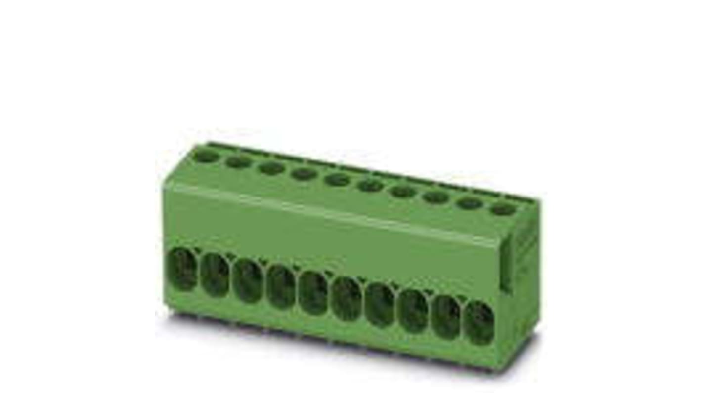 Borne para PCB Hembra Phoenix Contact de 11 vías , paso 5.08mm, 24A, de color Verde, montaje Montaje en orificio