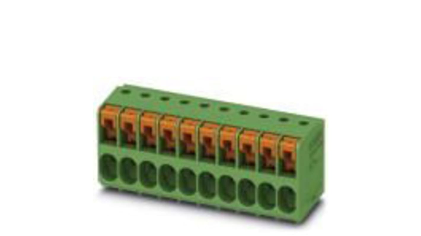 Borne para PCB Hembra Phoenix Contact de 3 vías , paso 5.08mm, 32A, de color Verde, montaje Montaje en orificio