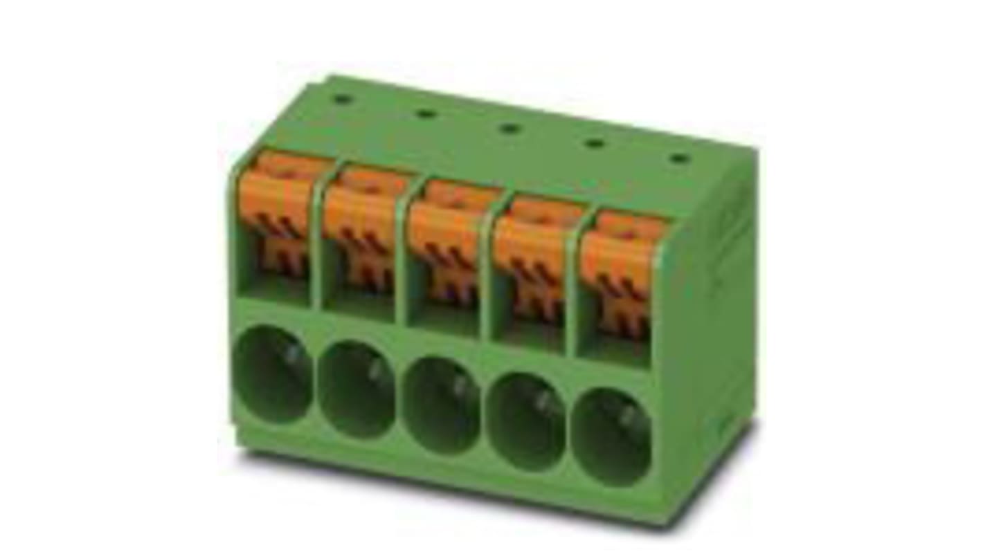 Borne para PCB Hembra Phoenix Contact de 3 vías , paso 10.16mm, 76A, de color Verde, montaje Montaje en orificio