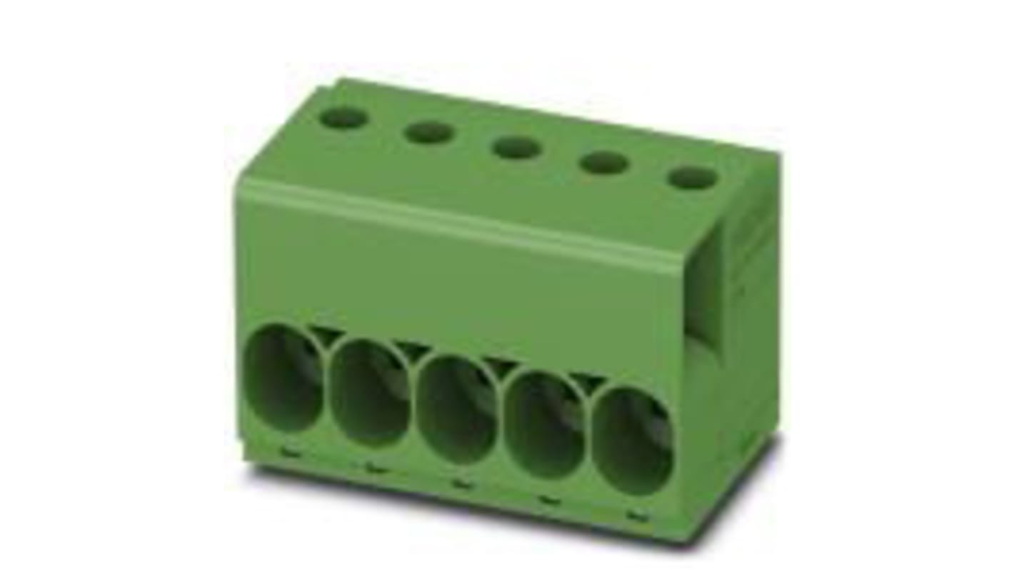 Borne para PCB Hembra Phoenix Contact de 4 vías , paso 10.16mm, 76A, de color Verde, montaje Montaje en orificio