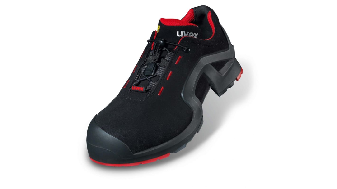 Uvex Unisex Sicherheitshalbschuhe Schwarz, Rot, mit Zehen-Schutzkappe EN 20345 S3, Größe 38, ESD-sicher